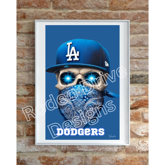 Los Angeles Dodgers Poster 11x17 Print Dodgers Skull Art by the Artist Denardai - Picture 1 of 1
